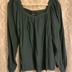 Green square neck blouse